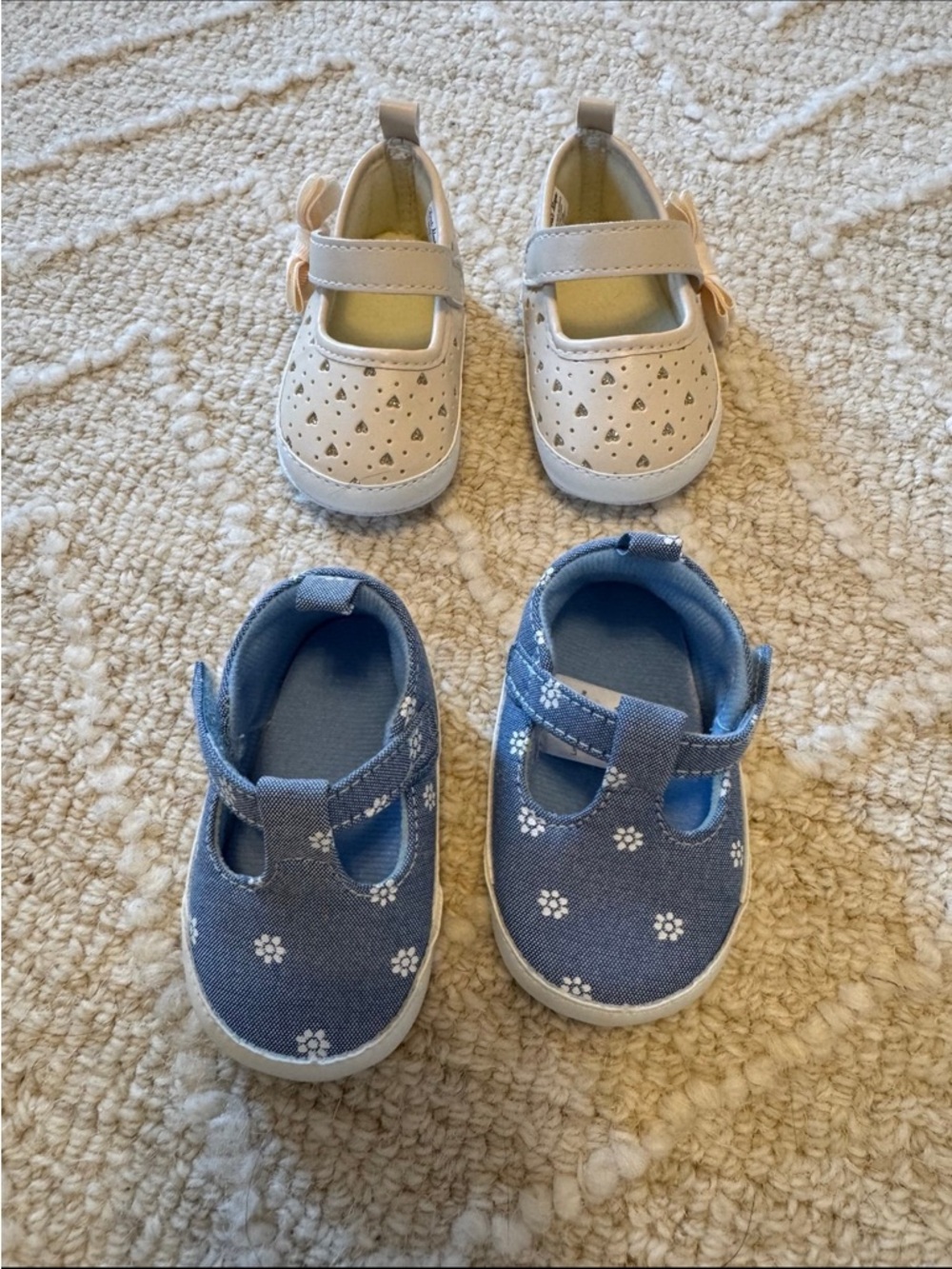2 pairs of New never worn size 3-6 months baby shoes